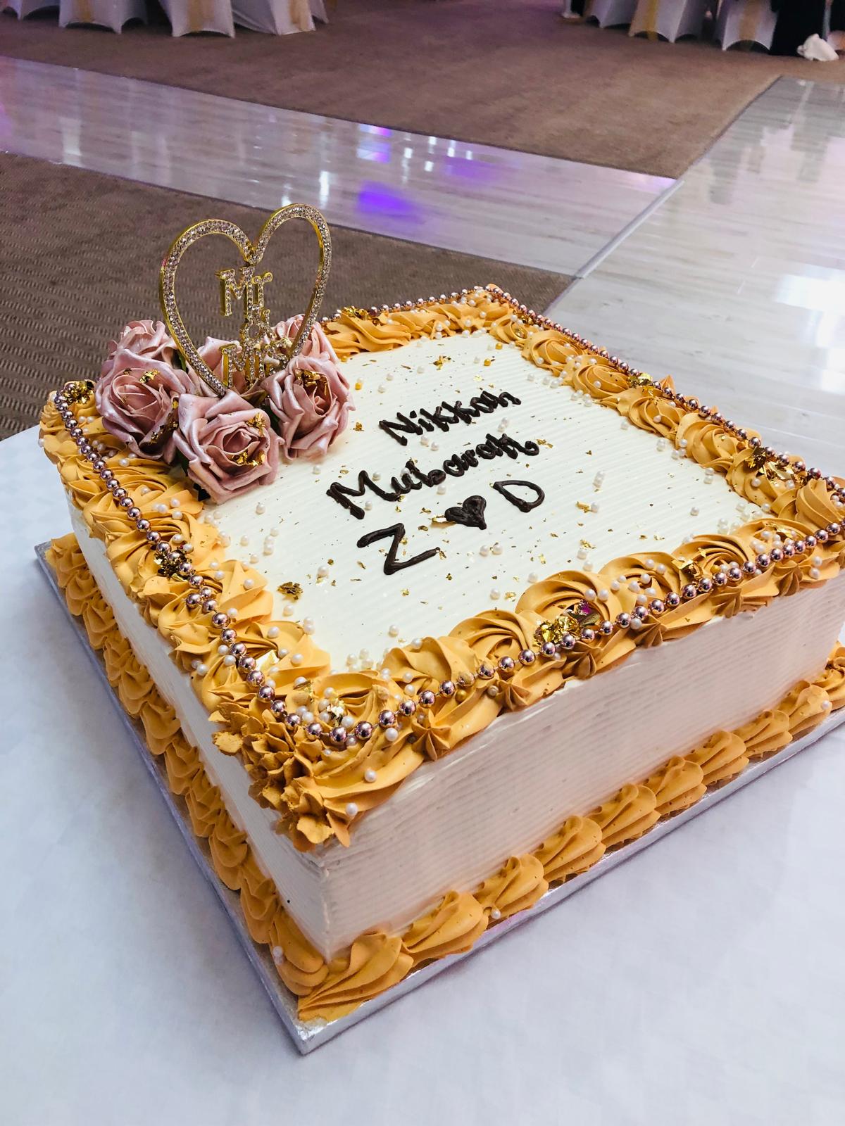 Elegant Square Nikah / Engagement Celebration Cake