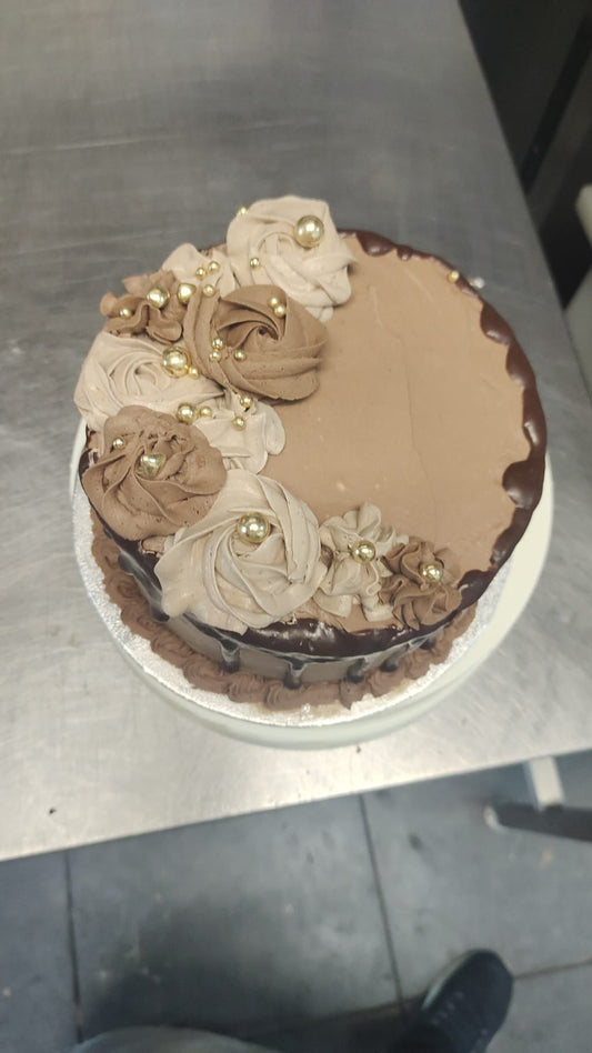Chocolate Mocha Rosette Drip Cake
