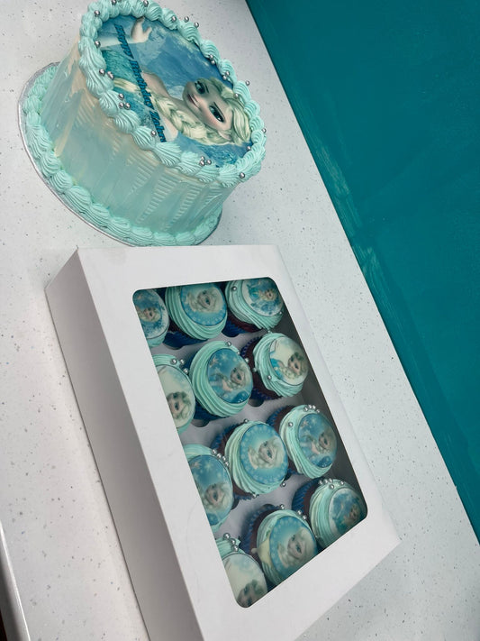 Disney Frozen Elsa Birthday Cake With Cupcakes