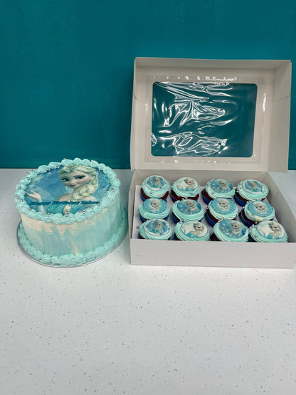 Disney Frozen Elsa Birthday Cake With Cupcakes