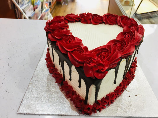 The Red Drip Heart Shape Cake