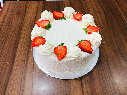 Snowy Coconut Strawberry Cake