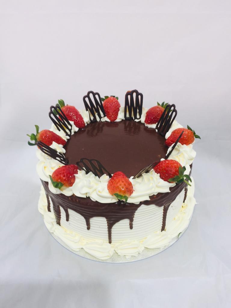 Midnight Strawberry Drip Cake