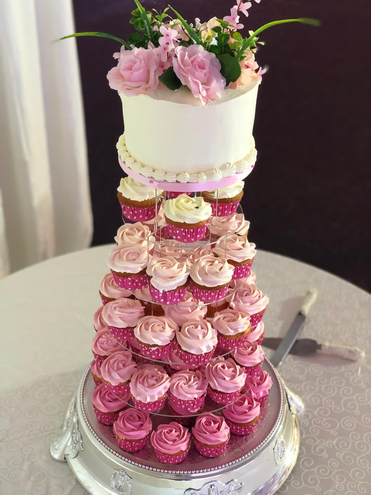 Wedding \ Anniversary Cake And Cupcake Tower