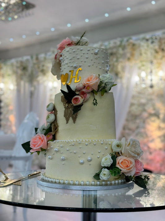 The Pearl Blush 3 Tier Wedding Cake