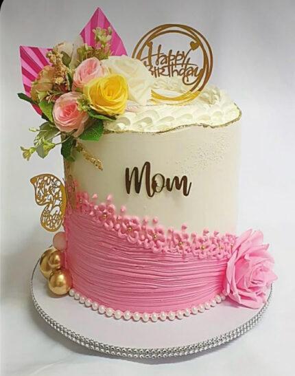 The Golden Elegance "Mom" Birthday Cake