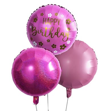 Metalic Pink Birthday Balloon Bouquet (3)