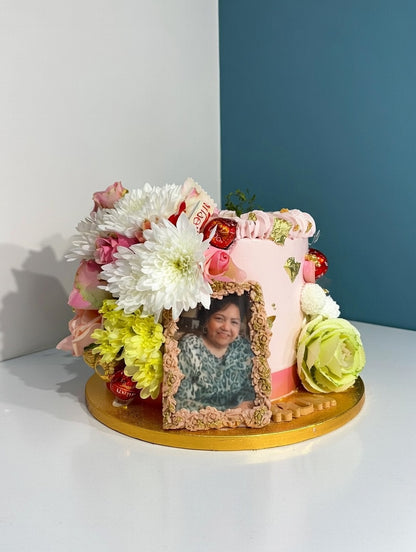 Floreal Birthday Cake with Photo Frame
