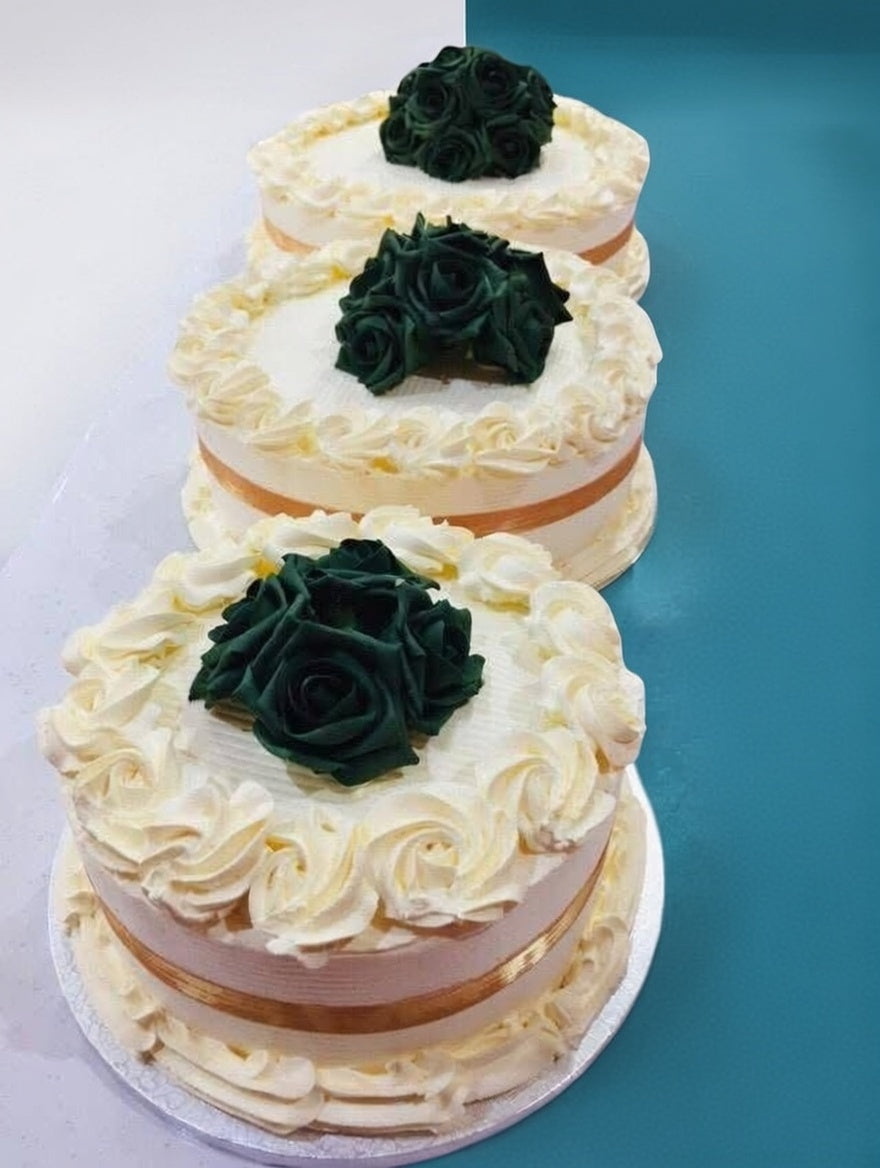 Rose & Gold Ribbon Wedding Cake ( Colour Customise)
